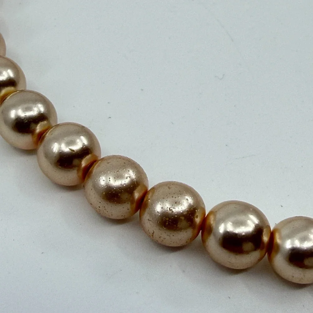 Blush Faux Pearl Pink Cabochon Pendant Necklace Silver Tone Coquette Statement